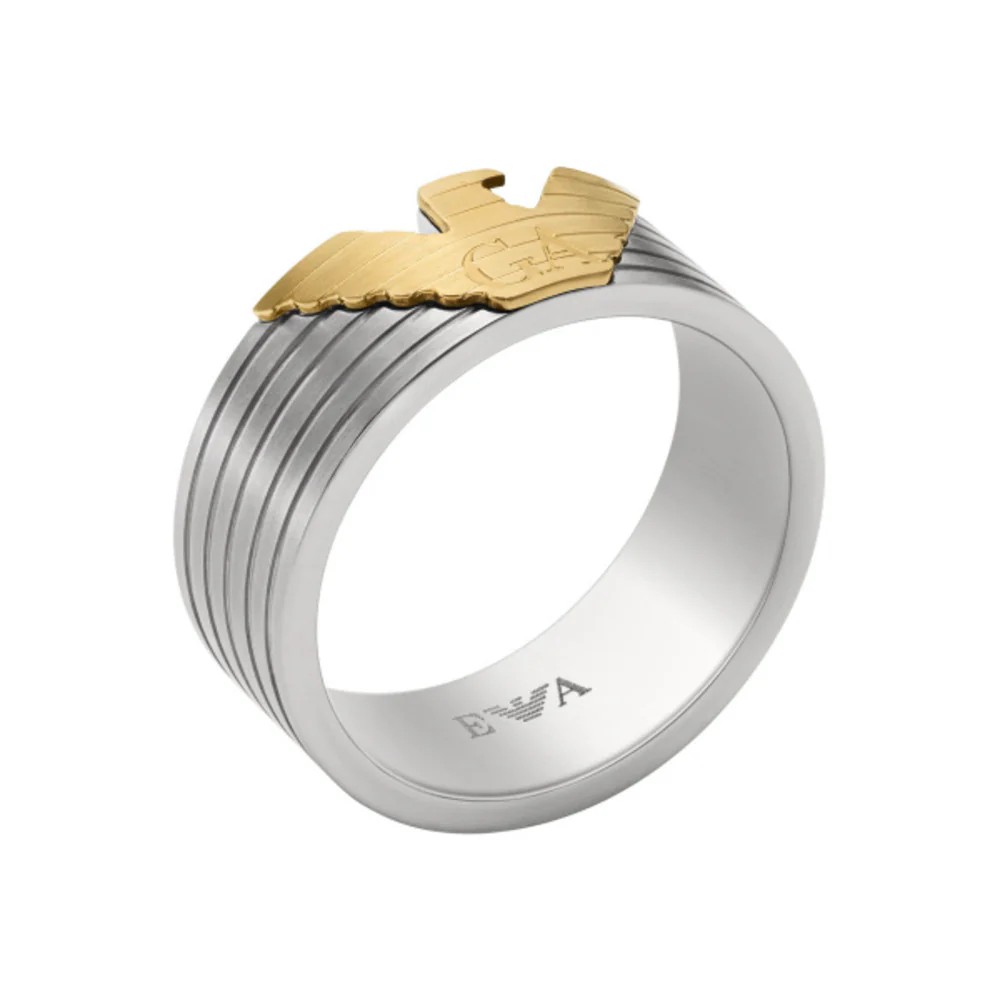 Men Eagle Logo Silver Ring - Image 2