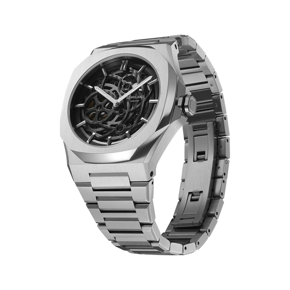 Men Skeleton Silver Watch - Image 2