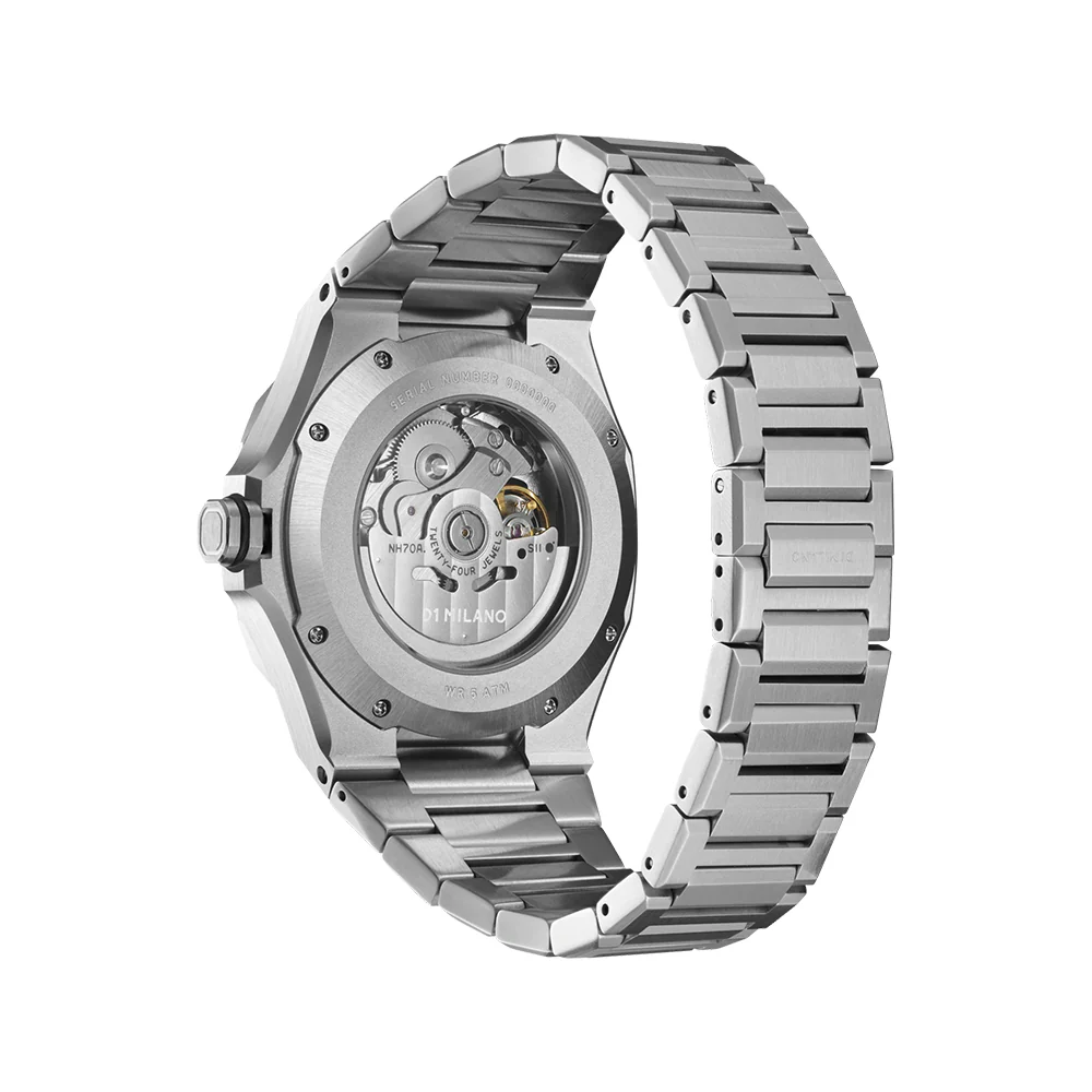 Men Skeleton Silver Watch - Image 4