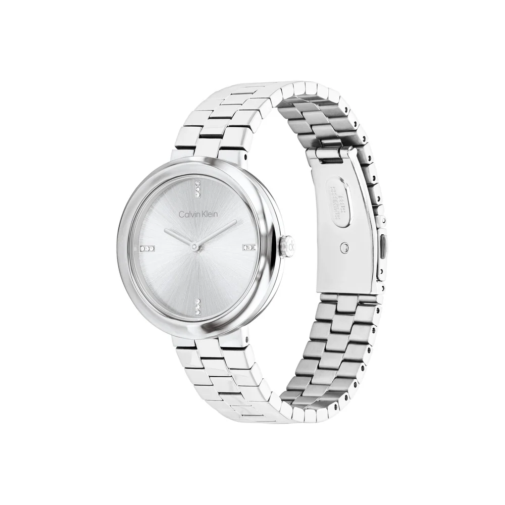 Women Twisted Bezel Silver Watch - Image 2